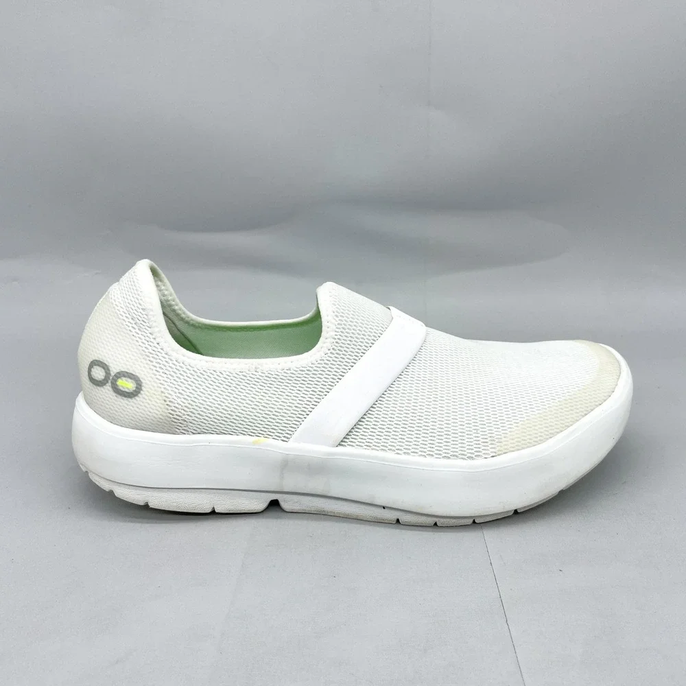 OOFOS Womens 11 OOmg Low Mesh White Sport Recovery Shoes Slip On Comfort Sneaker